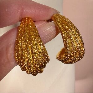 Premier Designs Oversized Gold classic Maximalism half Hoop earrings